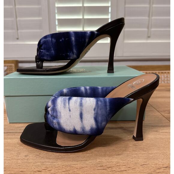 Brothers Vellies Togo Tie-Dye High-Heel Sandals Indigo Batik Textile Size 9 NIB - Picture 3 of 15